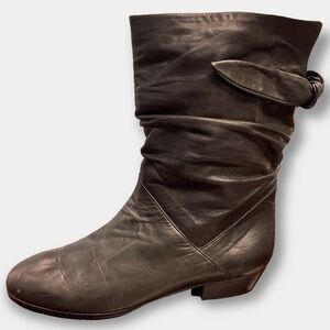 NEW Russell Bromley Black Leather Ankle Boots Knot Size 38.5  US Size 8